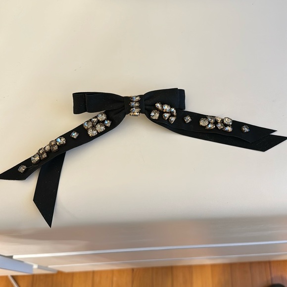 J. Crew Black Jeweled Bow Barette - Picture 1 of 4